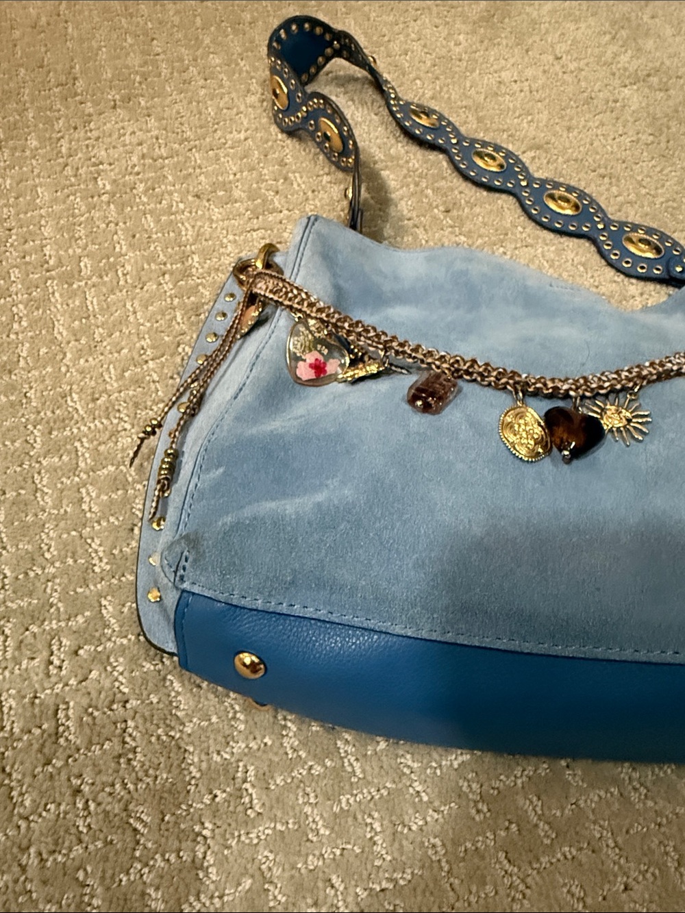Aimee Kestenberg Roma Double Entry Blue Should Bag - Picture 4 of 15